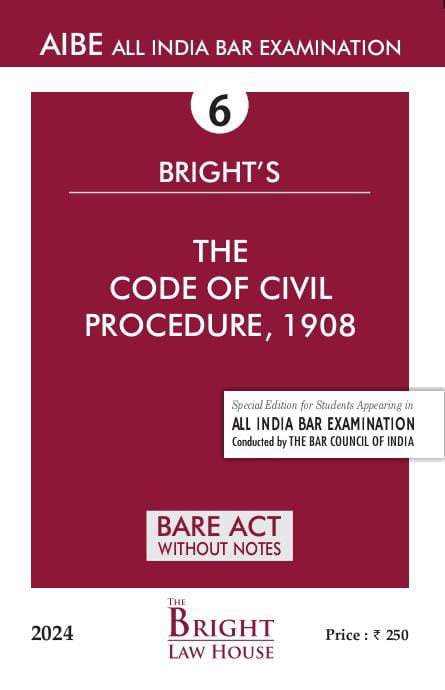 Code of Civil Procedure, 1908 (English) Bare Act (Without Notes) For All India Bar Examination